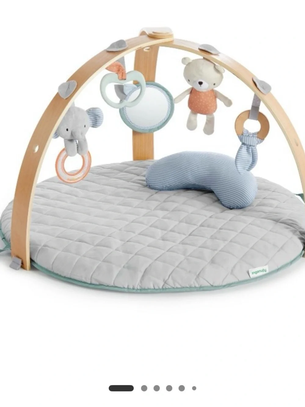 Ingenuity Plush Activity Gym Play Mat with Hanging Toys - Gray & Blue